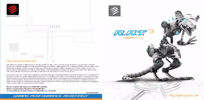 Page 1 de la notice Manuel utilisateur Mad Catz R.A.T. 3