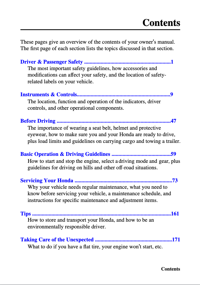 Page 1 de la notice Manuel utilisateur Honda Big Red MUV700 (2010)