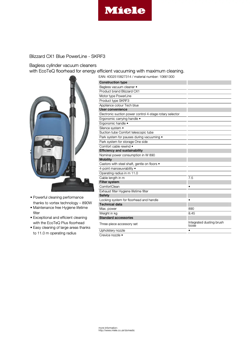 Image de la première page du manuel de l'appareil Blizzard CX1 Blue PowerLine