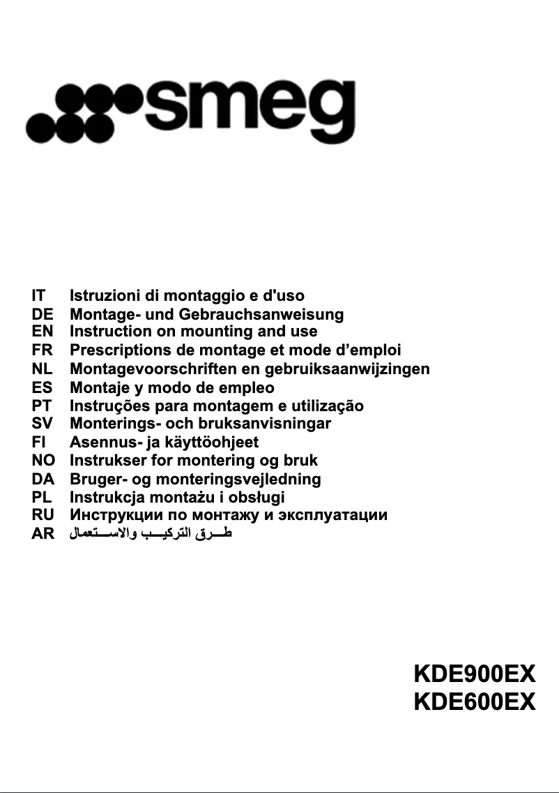 Page 1 de la notice Brochure Smeg KDE600EX