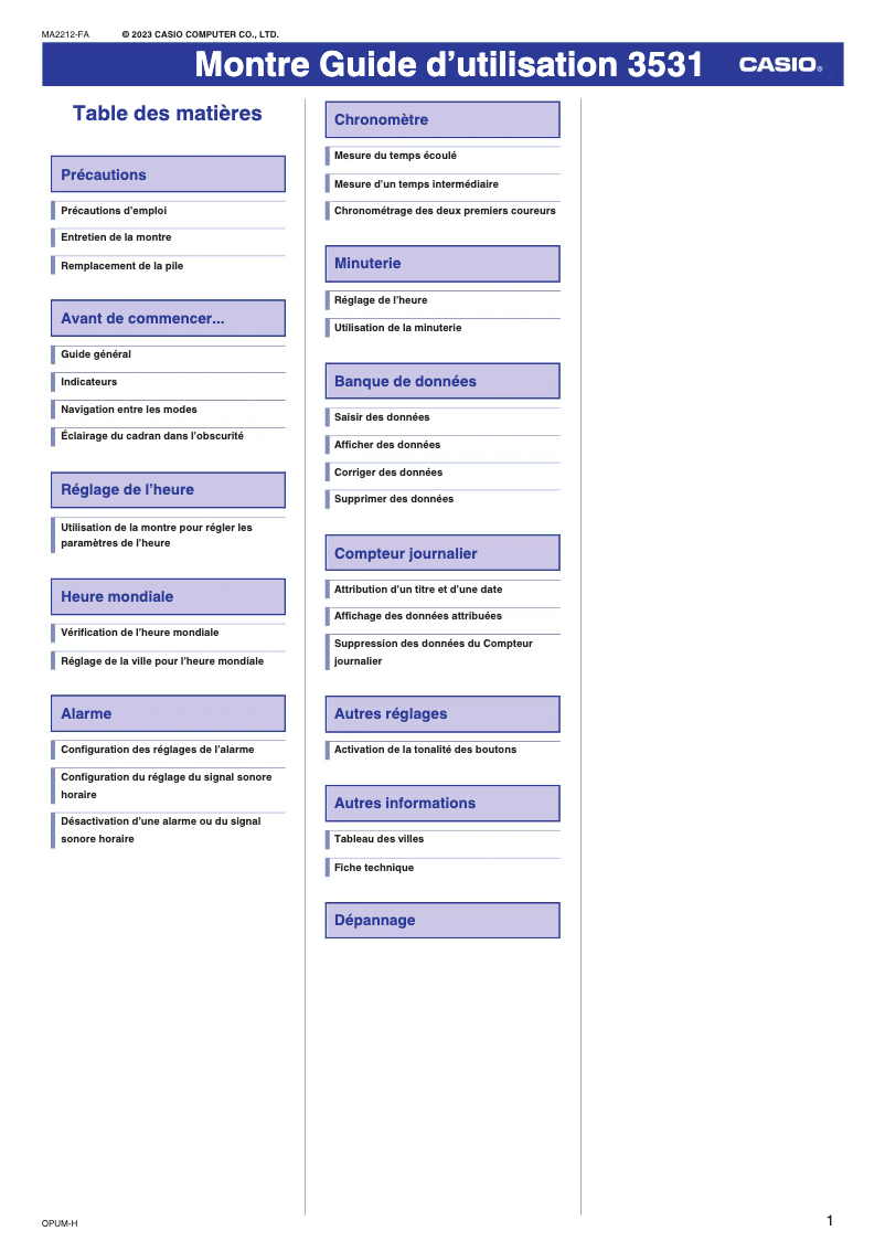 Page 1 de la notice Manuel utilisateur Casio Baby-G BG-169R