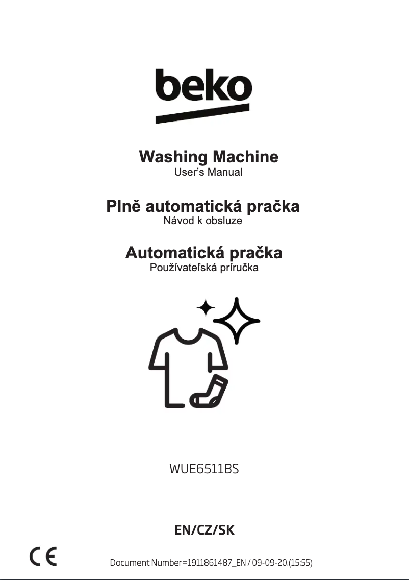 Page 1 de la notice Mode d'emploi Beko WUE6511BS