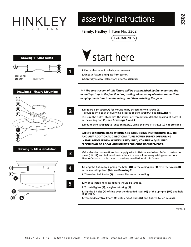 Page n°1 - Manuel utilisateur Hinkley Lighting Hadley 3302AN-CL