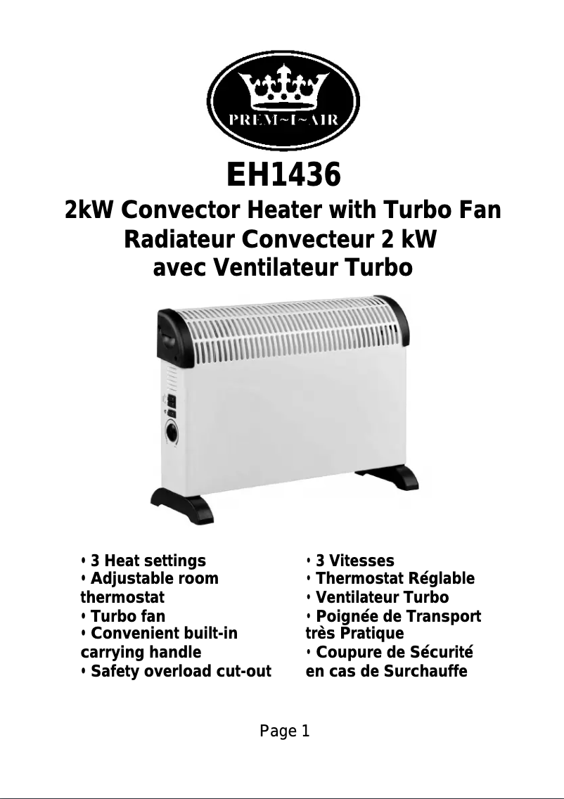 Page n°1 - Manuel utilisateur Prem-I-Air EH1436