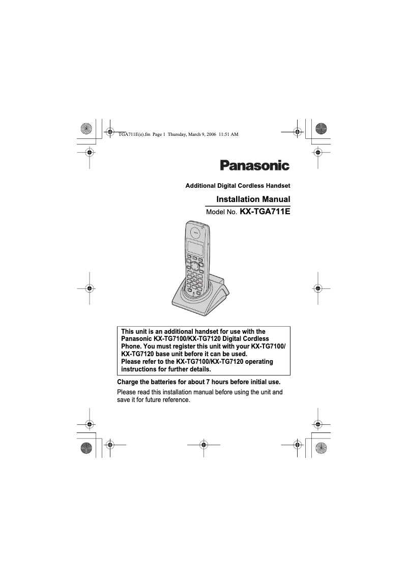 Page n°1 - Manuel utilisateur Panasonic KX-TGA711E