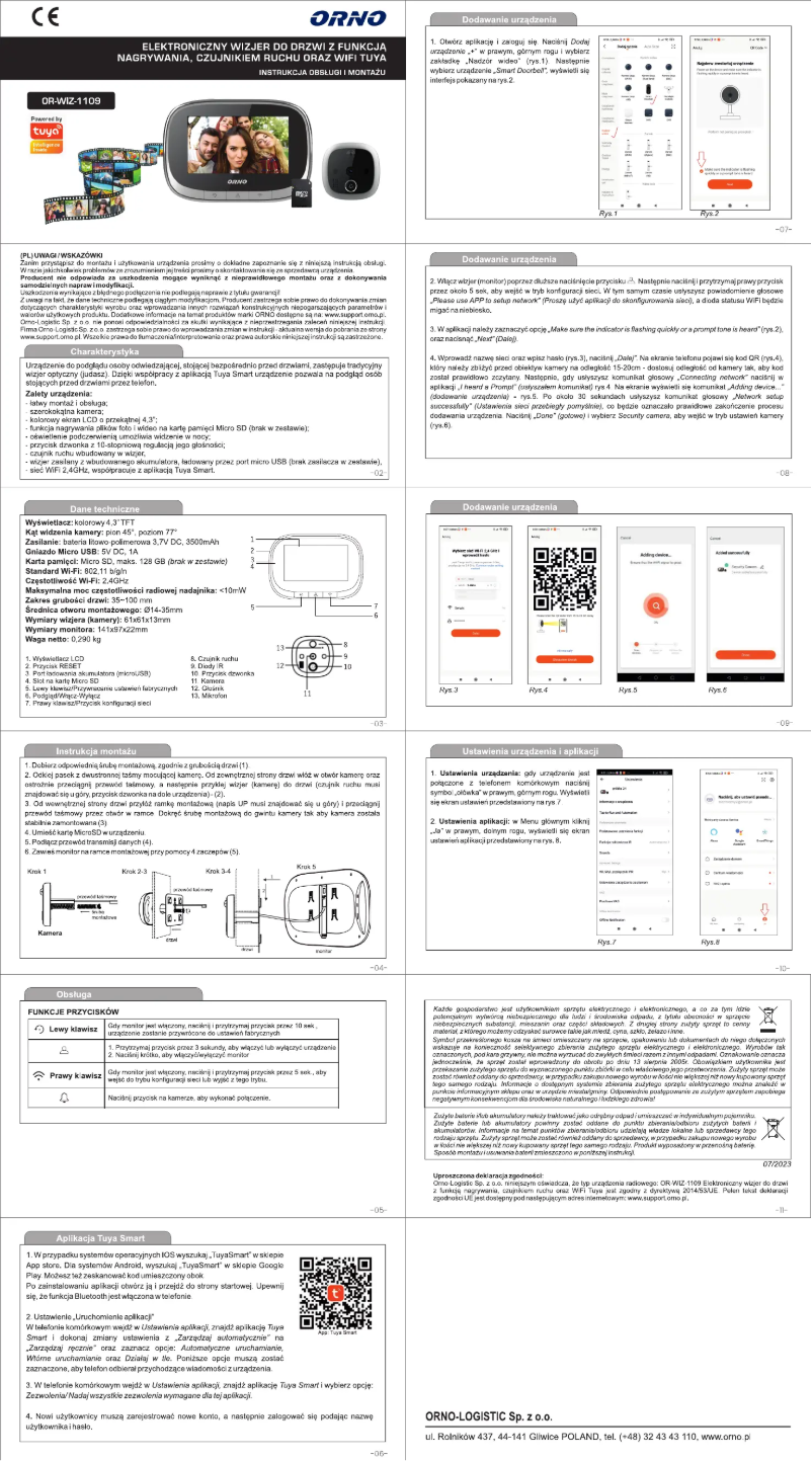 Page 1 de la notice Manuel utilisateur ORNO OR-WIZ-1109
