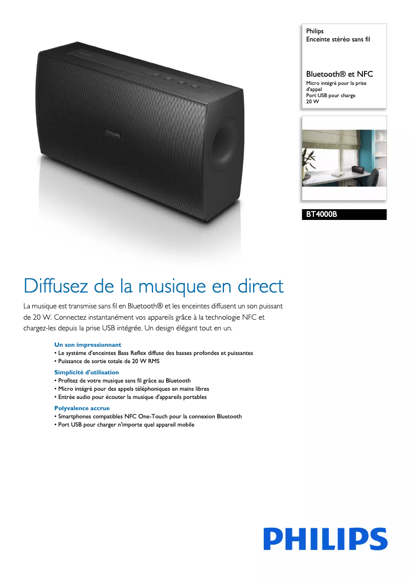 Page n°1 - Fiche technique Philips BT4000B