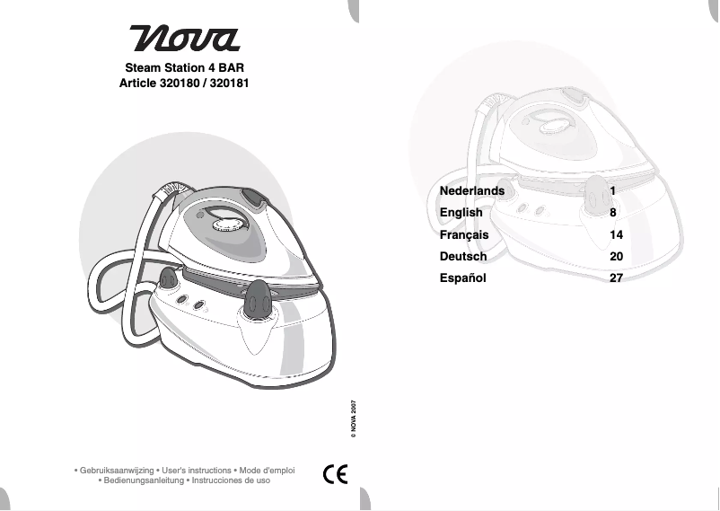 Page n°1 - Manuel utilisateur Nova Steam Station 4 BAR 320180