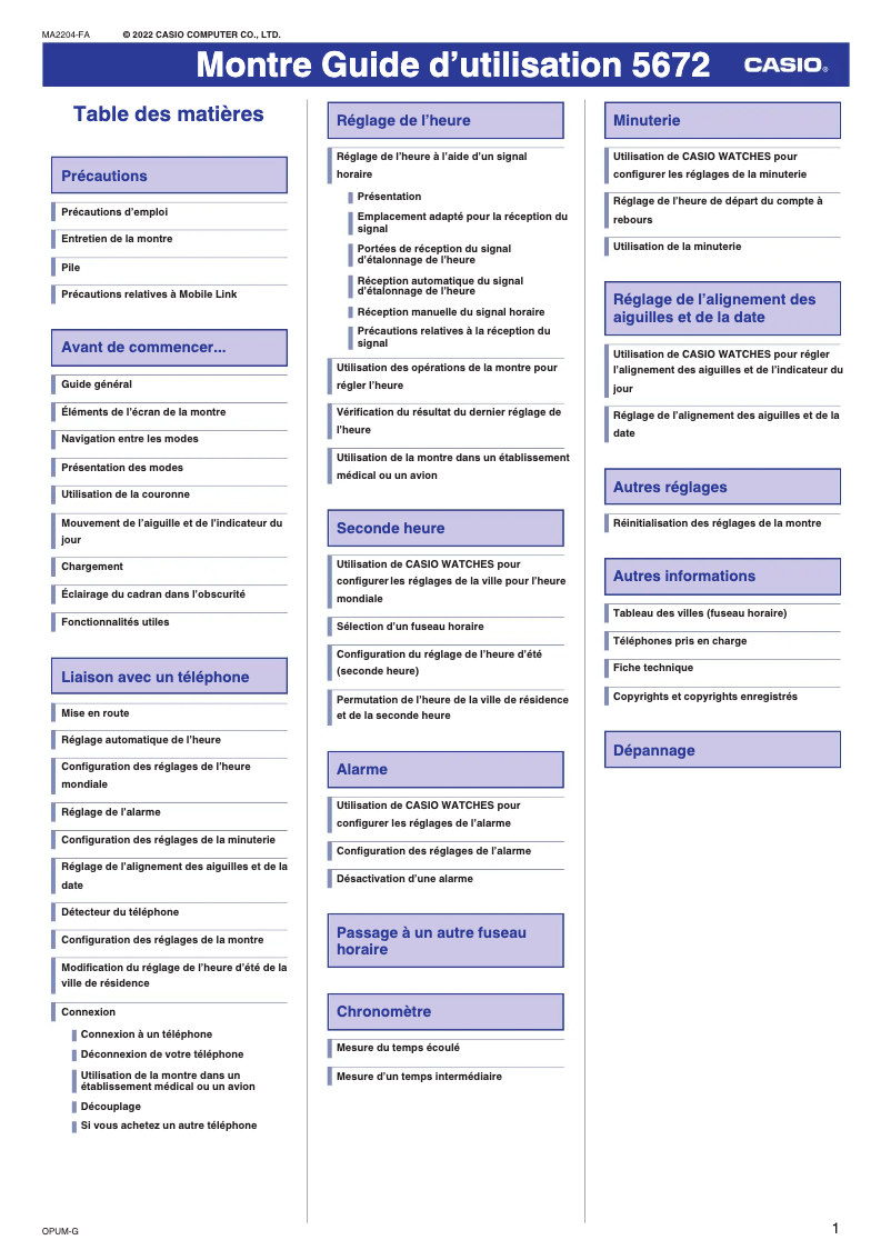 Page n°1 - Manuel utilisateur Casio G-Shock MTG-B3000