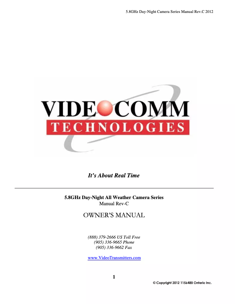 Page 1 de la notice Manuel utilisateur VideoComm ZX-580SR120