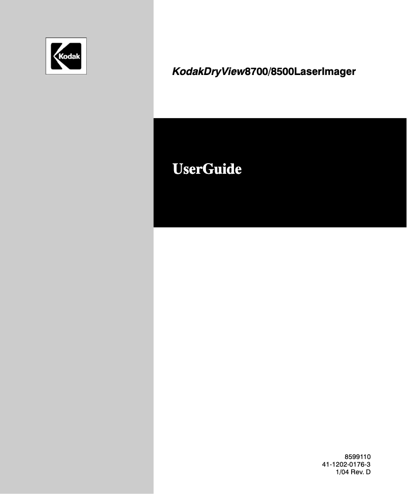 Page 1 de la notice Manuel utilisateur Kodak DryView 8700