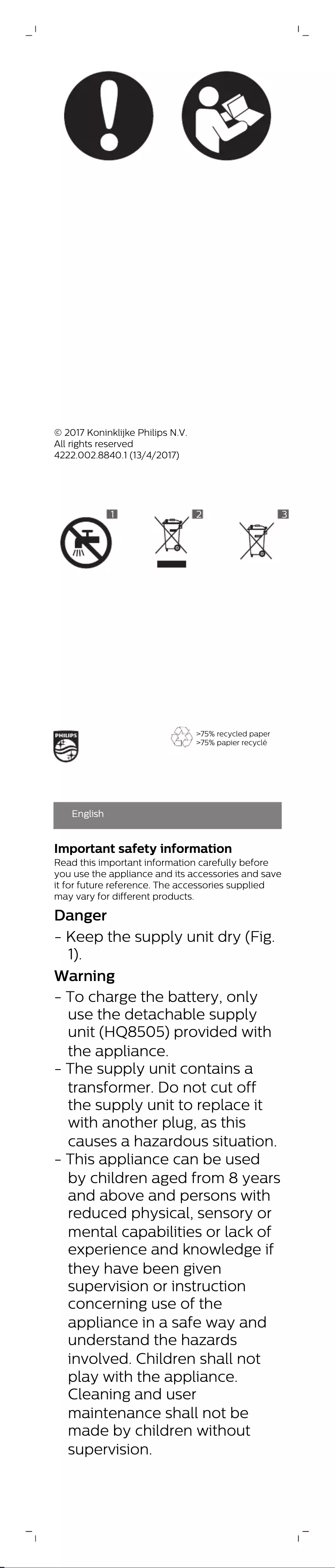 Page 1 de la notice Manuel utilisateur Philips HC3536