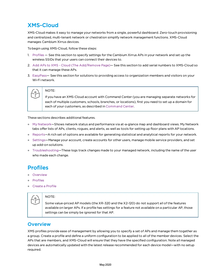 Image de la première page du manuel de l'appareil XMS Cloud