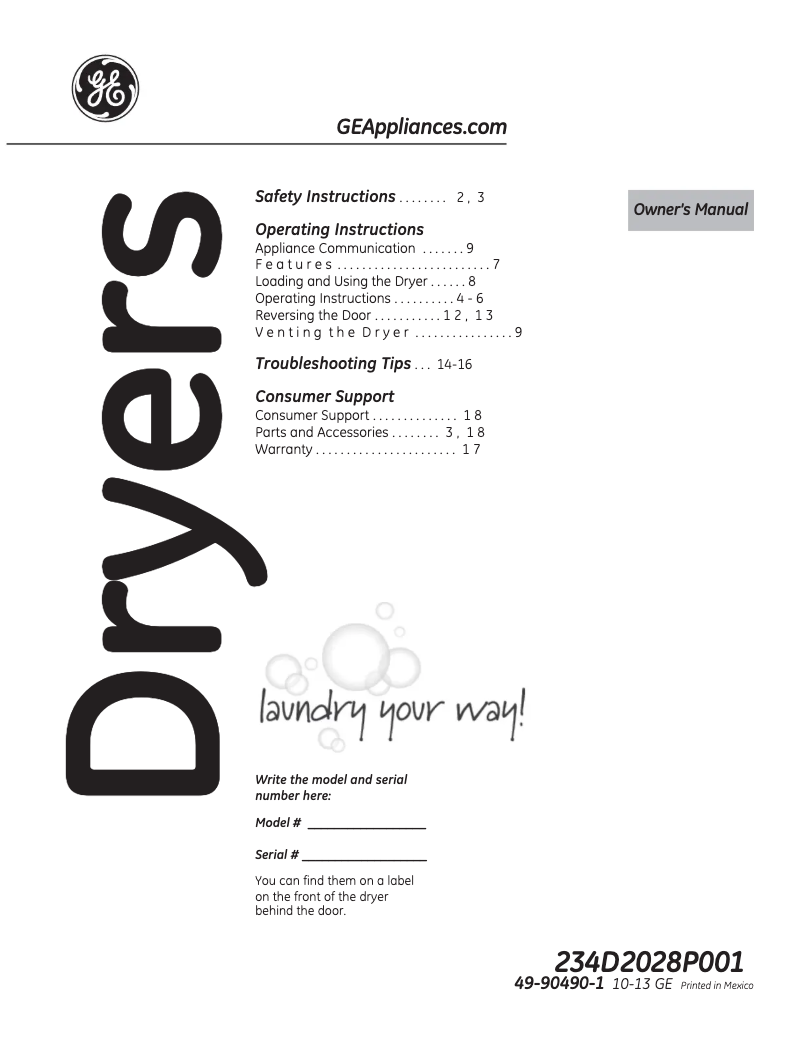 Page 1 de la notice Mode d'emploi GE GTDP740EDWW