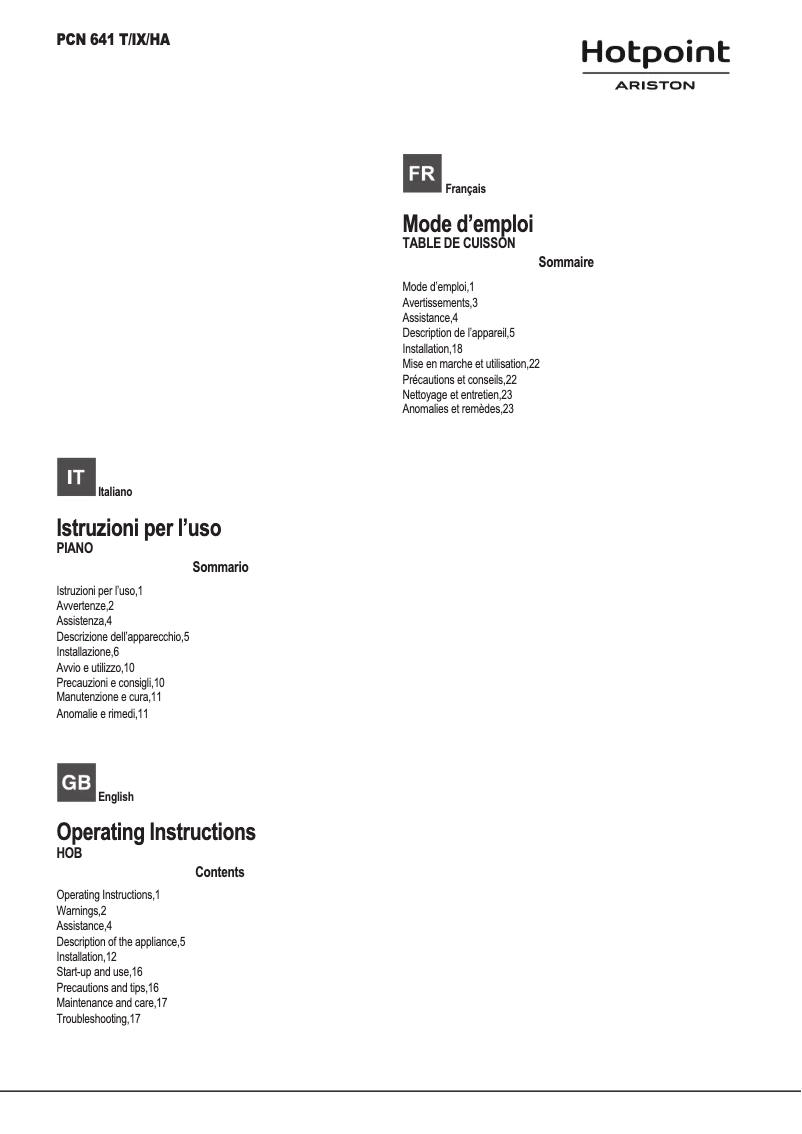 Image de la première page du manuel de l'appareil PCN 641 T/IX/HA