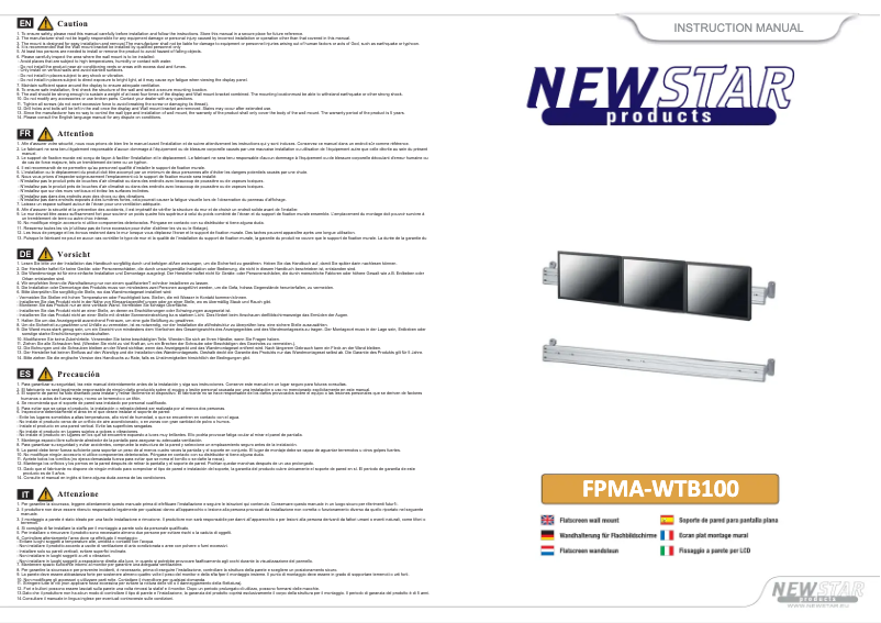 Page n°1 - Manuel utilisateur Newstar LCD/LED/TFT toolbar