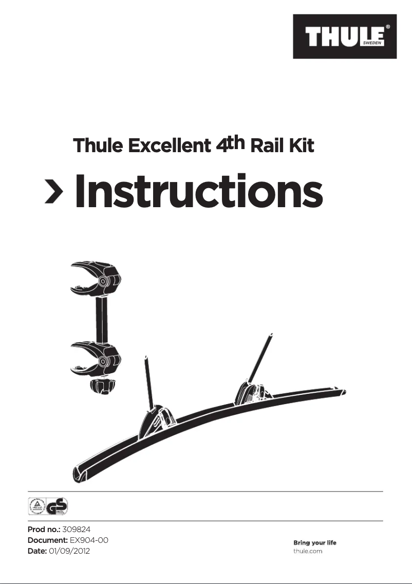 Page 1 de la notice Manuel utilisateur Thule Excellent Elite G2 4th Rail Kit