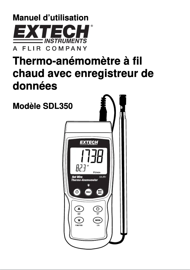 Page 1 de la notice Manuel utilisateur Extech SDL350