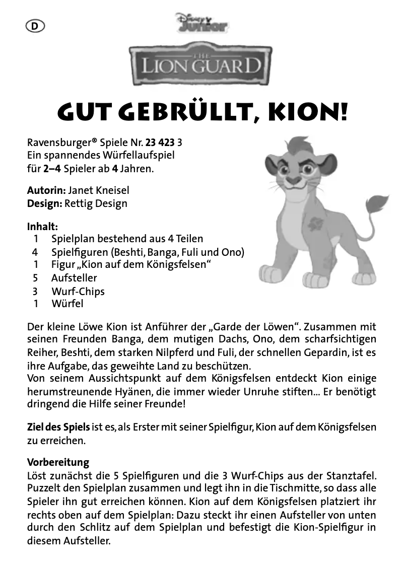 Page n°1 - Manuel utilisateur Ravensburger The Lion Guard: Gut gebrüllt, Kion!