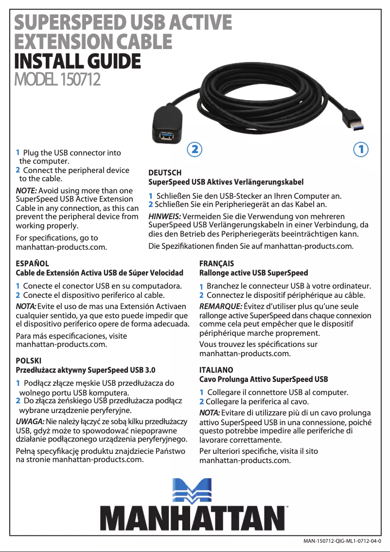 Page 1 de la notice Manuel utilisateur Manhattan 150712