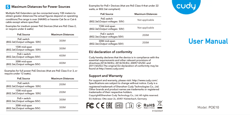 Imagen de la primera página del manual del dispositivo POE10