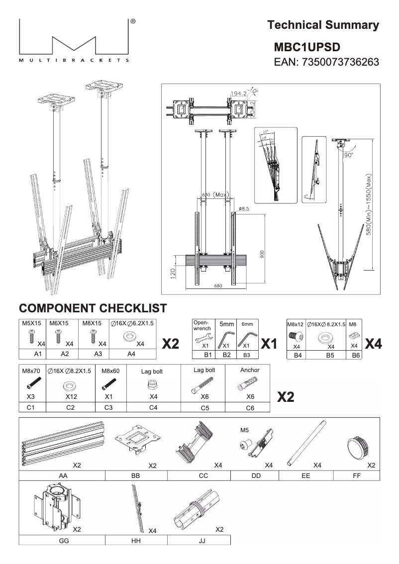 Image de la première page du manuel de l'appareil M Ceiling Mount Pro MBC1UX2PSD