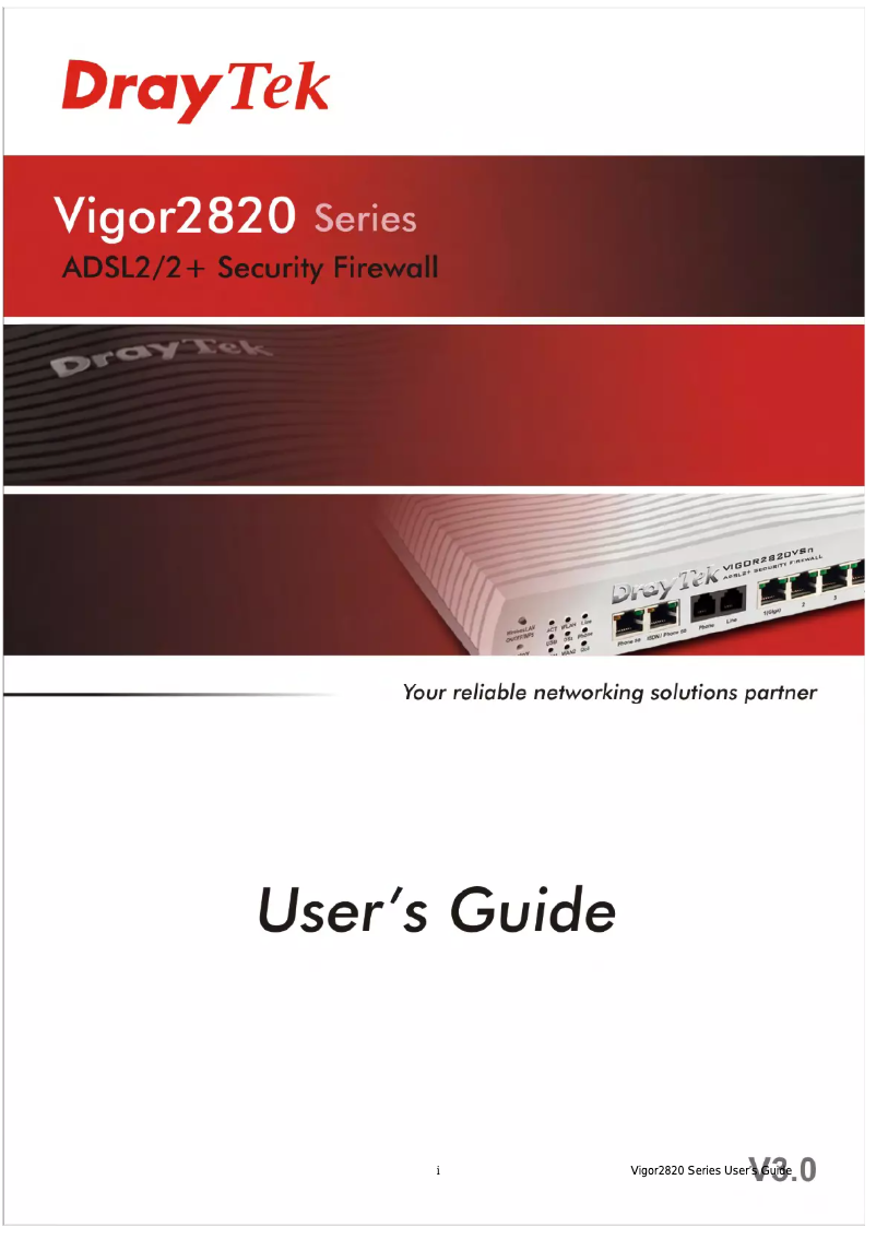 Page n°1 - Manuel utilisateur Draytek Vigor 2820VSn
