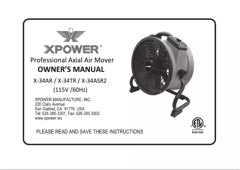 Página 1 del manual Manual de usuario XPower X-34AR