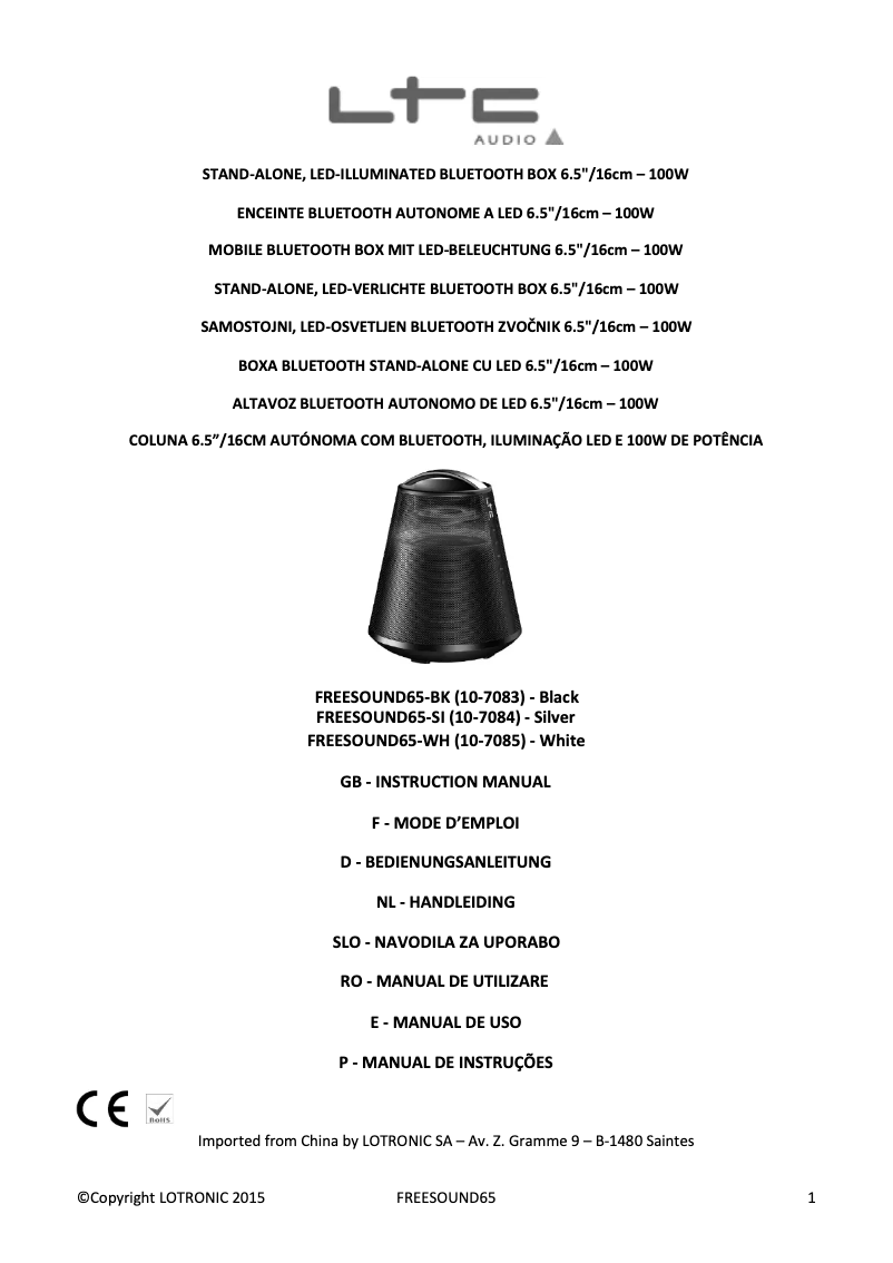 Image de la première page du manuel de l'appareil FREESOUND 65