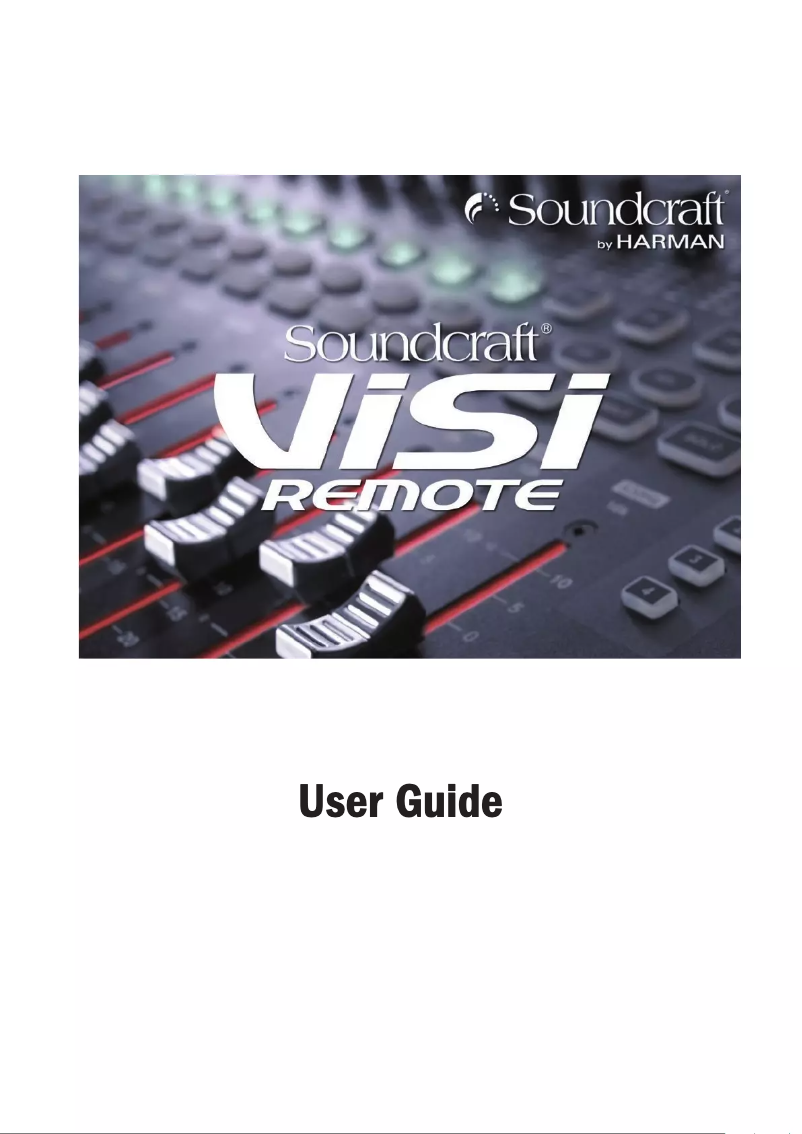 Page 1 de la notice Manuel utilisateur Soundcraft ViSi Remote