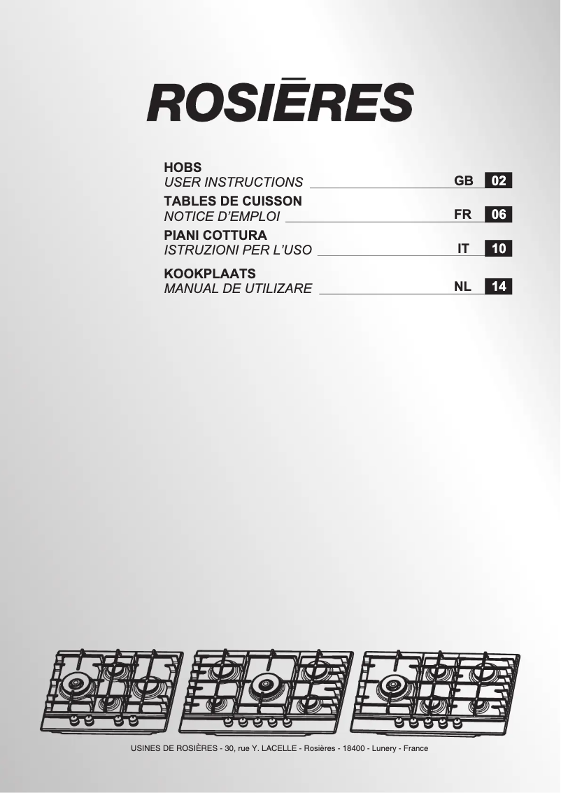 Page 1 de la notice Manuel utilisateur Rosieres RHG6D5WC5X