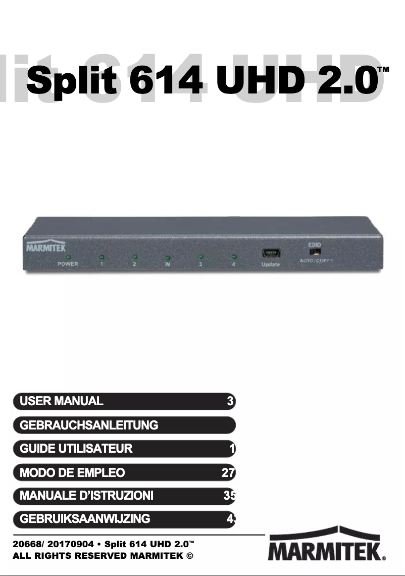 Página 1 del manual Manual de usuario Marmitek Split 614 UHD 2.0