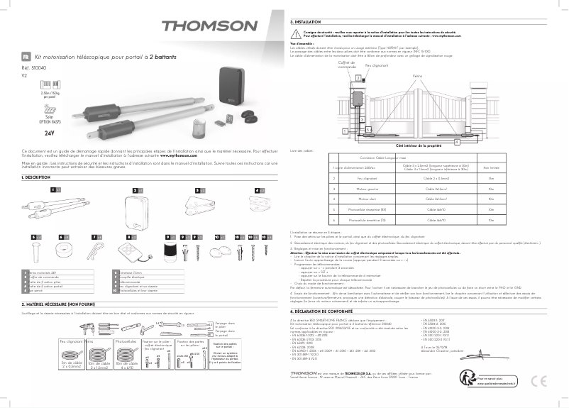 Page n°1 - Guide d'installation Thomson 510040