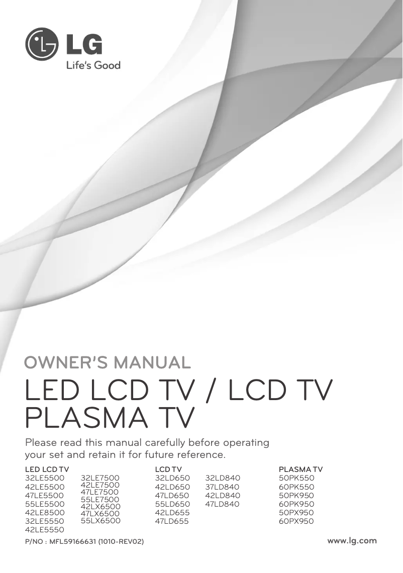 Página 1 del manual Manual de usuario LG 32LE5550