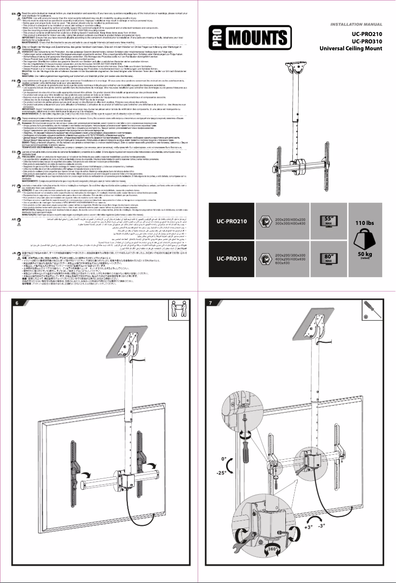 Page n°1 - Manuel utilisateur Promounts UC-PRO310