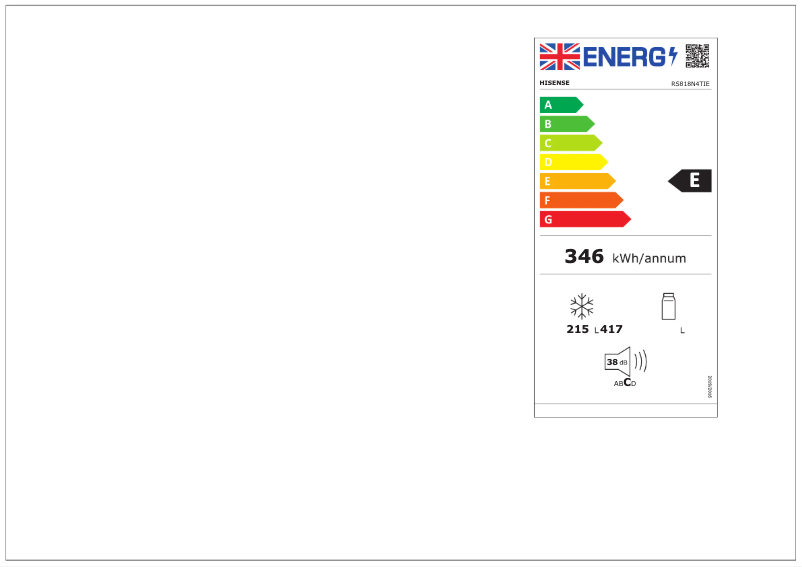 Page 1 de la notice Label énergétique Hisense RS818N4TIE
