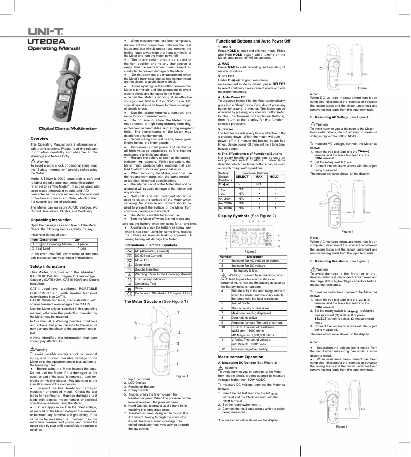 Image de la première page du manuel de l'appareil UT202A