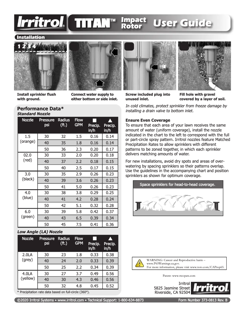 Page n°1 - Manuel utilisateur Irritrol Titan