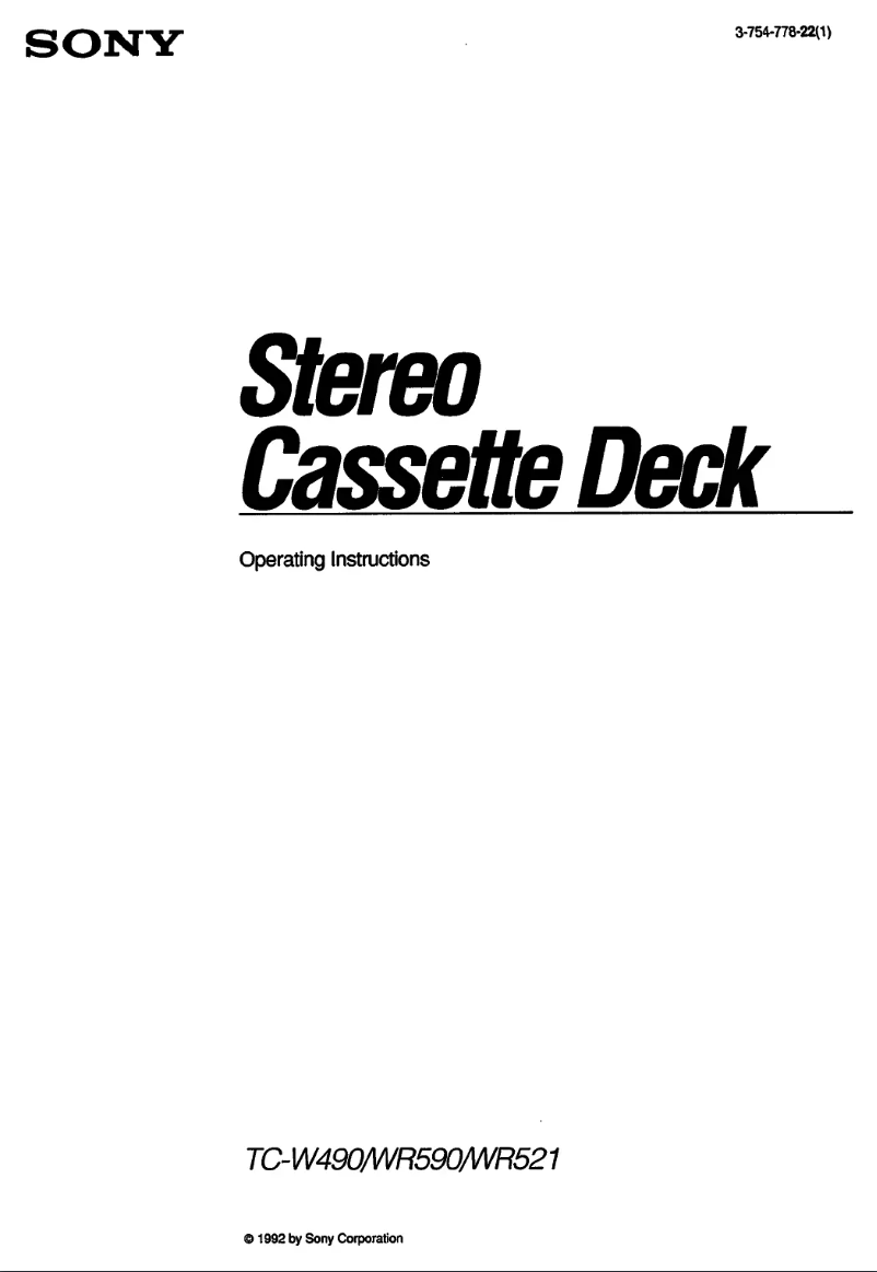 Página 1 del manual Manual de usuario Sony TC-WR590