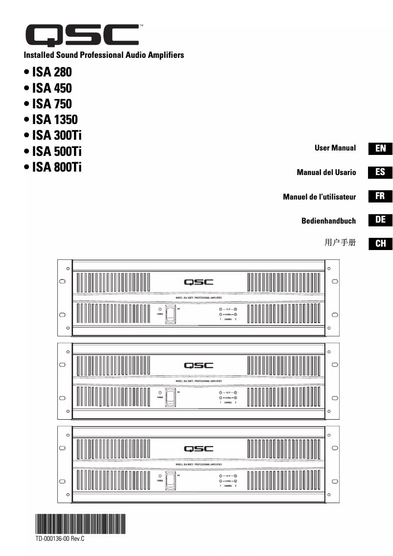 Page n°1 - Manuel utilisateur QSC ISA800Ti