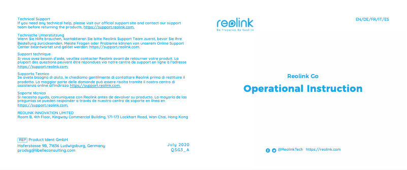 Page n°1 - Manuel utilisateur Reolink Go