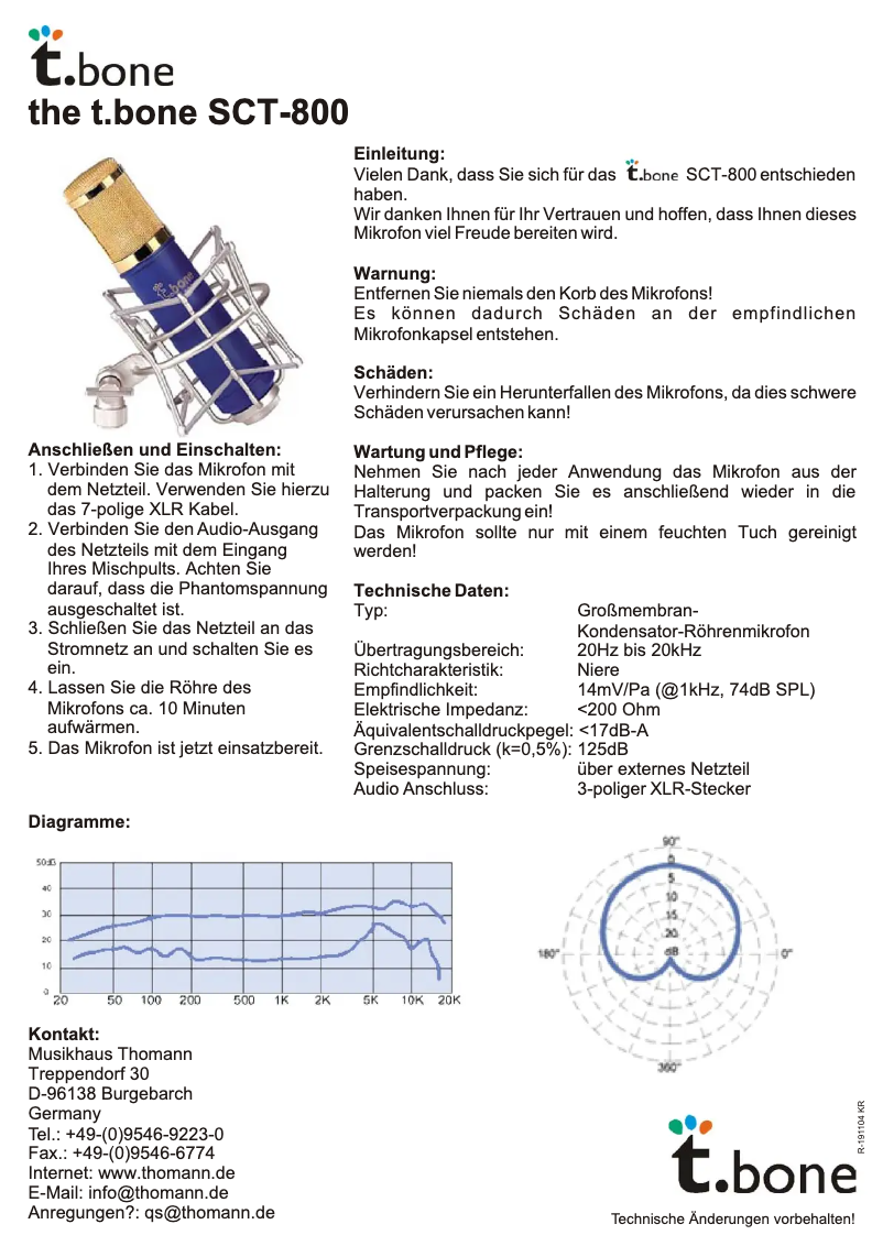 Page 1 de la notice Manuel utilisateur the t.bone SCT-800