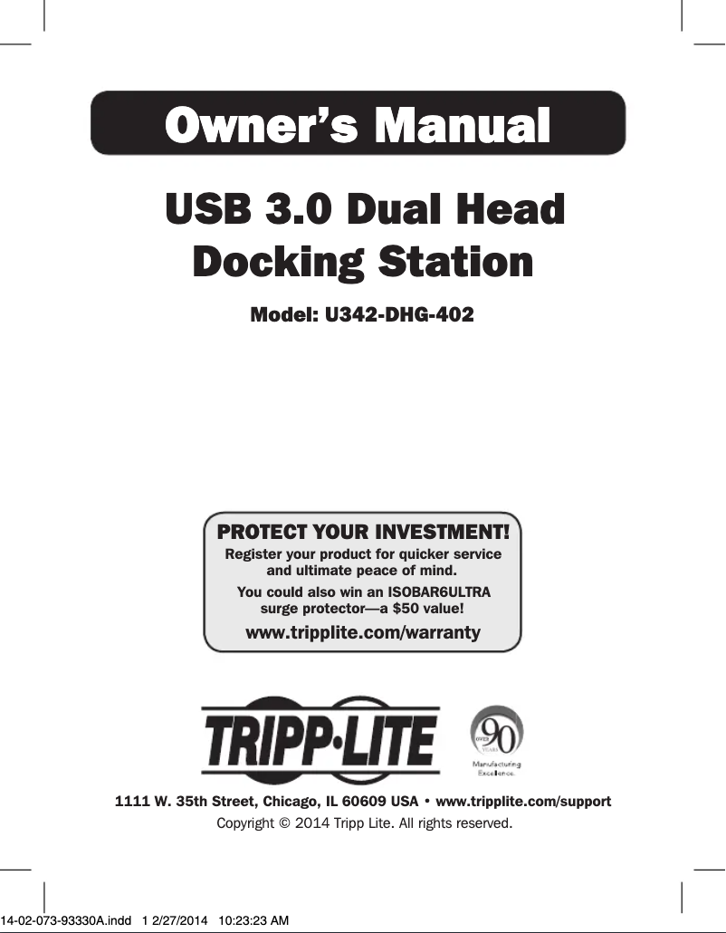 Page n°1 - Manuel utilisateur Tripp Lite U342-DHG-402