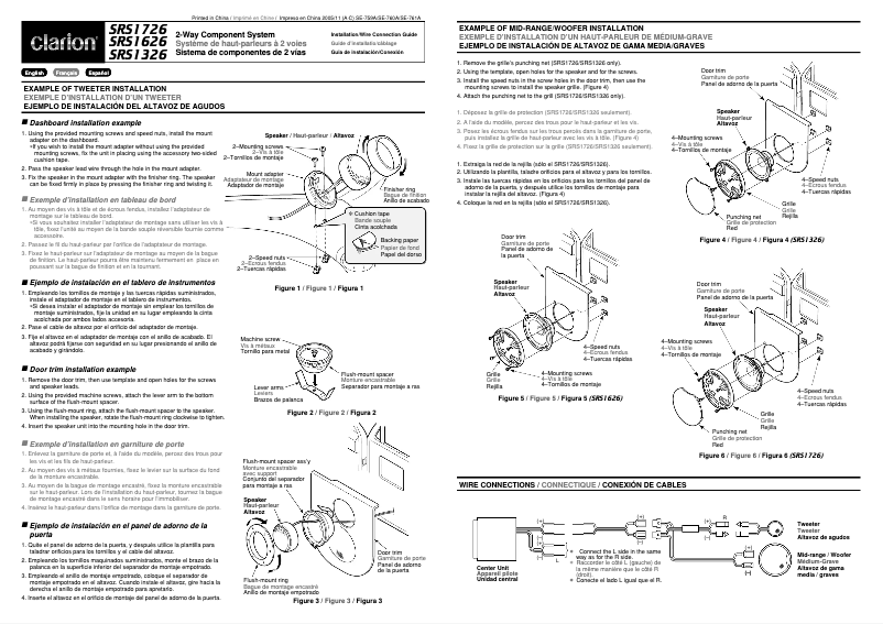 Page n°1 - Manuel utilisateur Clarion SRS1626