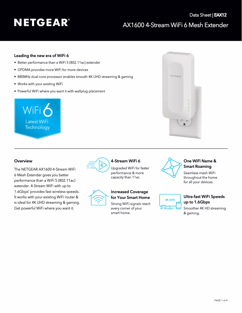 Page n°1 - Fiche technique Netgear EAX12