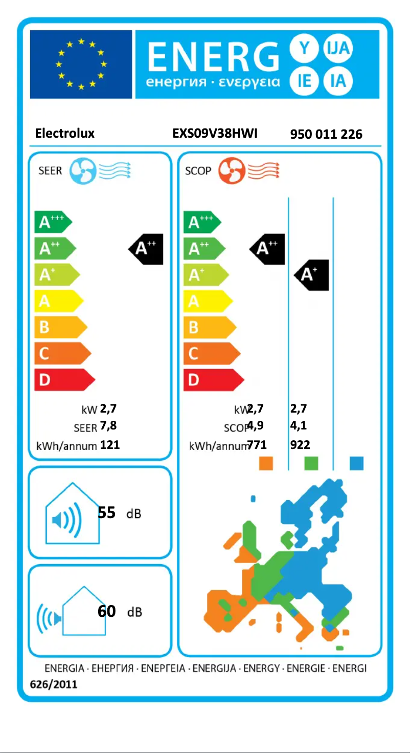 Page n°1 - Label énergétique Electrolux EXS09V38HWI