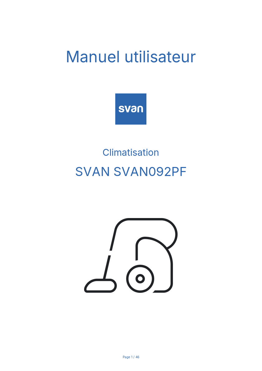 Page n°1 - Manuel utilisateur SVAN SVAN092PF
