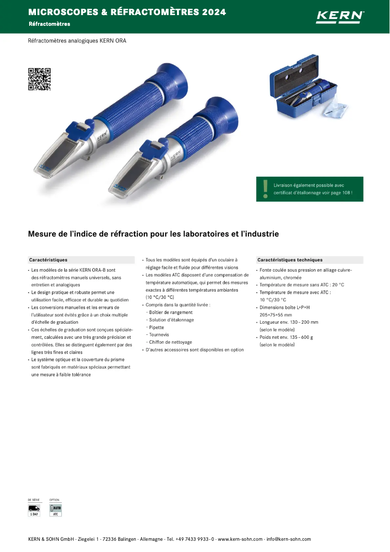 Page 1 de la notice Brochure Kern ORA 1WB