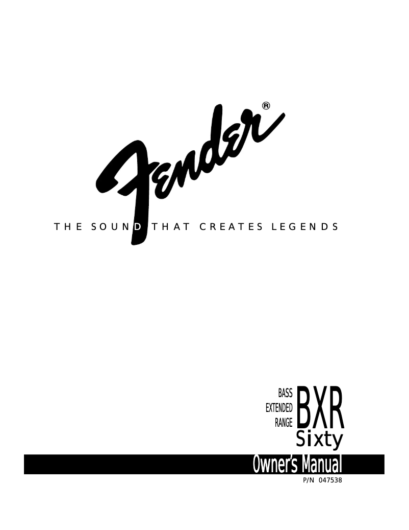 Page n°1 - Manuel utilisateur Fender BXR 60
