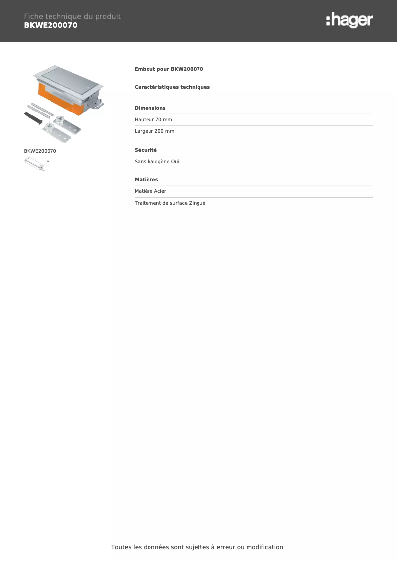 Image de la première page du manuel de l'appareil BKWE200070